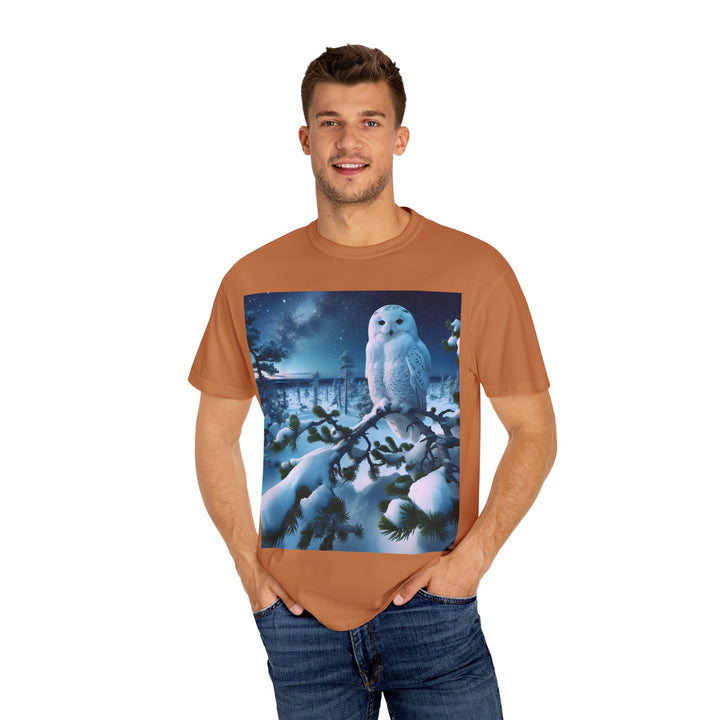 Mystical Owl Unisex Garment-Dyed T-Shirt – Cozy Winter Vibes