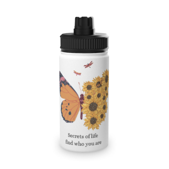 Inspirational Floral Stainless Steel Water Bottle – "Secrets of Life"