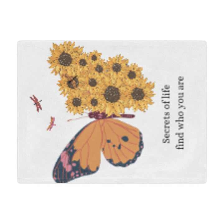 Inspirational Minky Blanket - 'Secrets of Life' Butterfly & Sunflowers Design