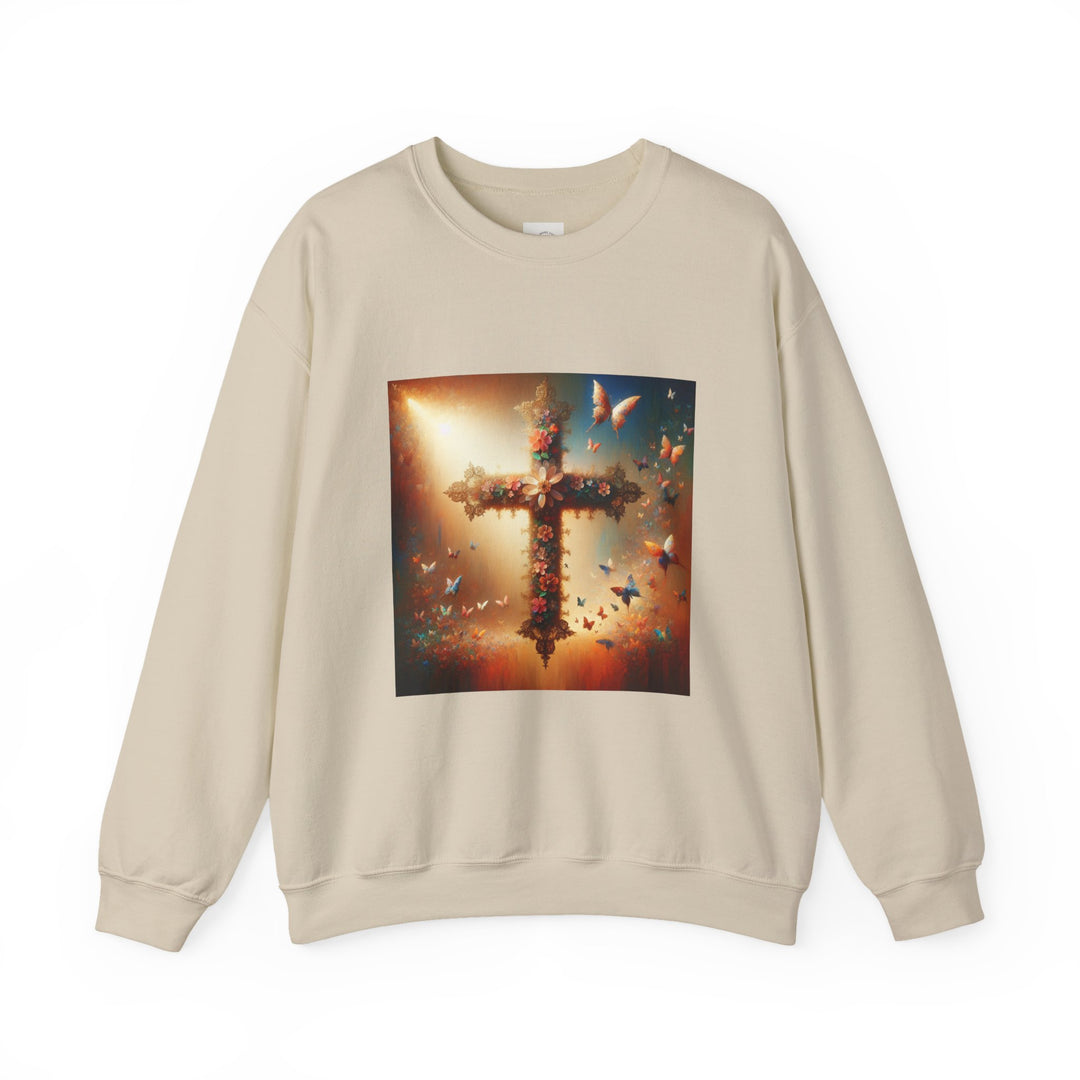 Faith-Inspired Butterfly Sweatshirt, Unisex Crewneck, Cozy Christian Apparel, Gift for Easter, Inspirational Sweatshirt, Casualwear