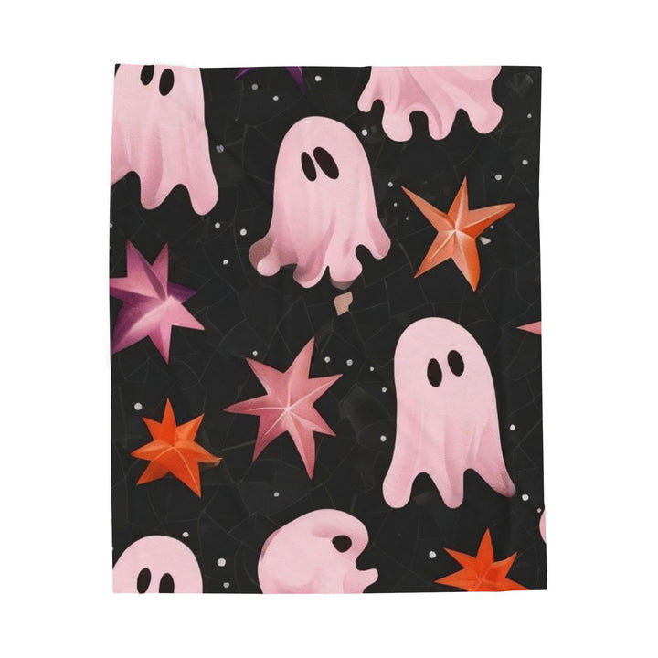 Pink Ghost Halloween Blanket - Velveteen Plush