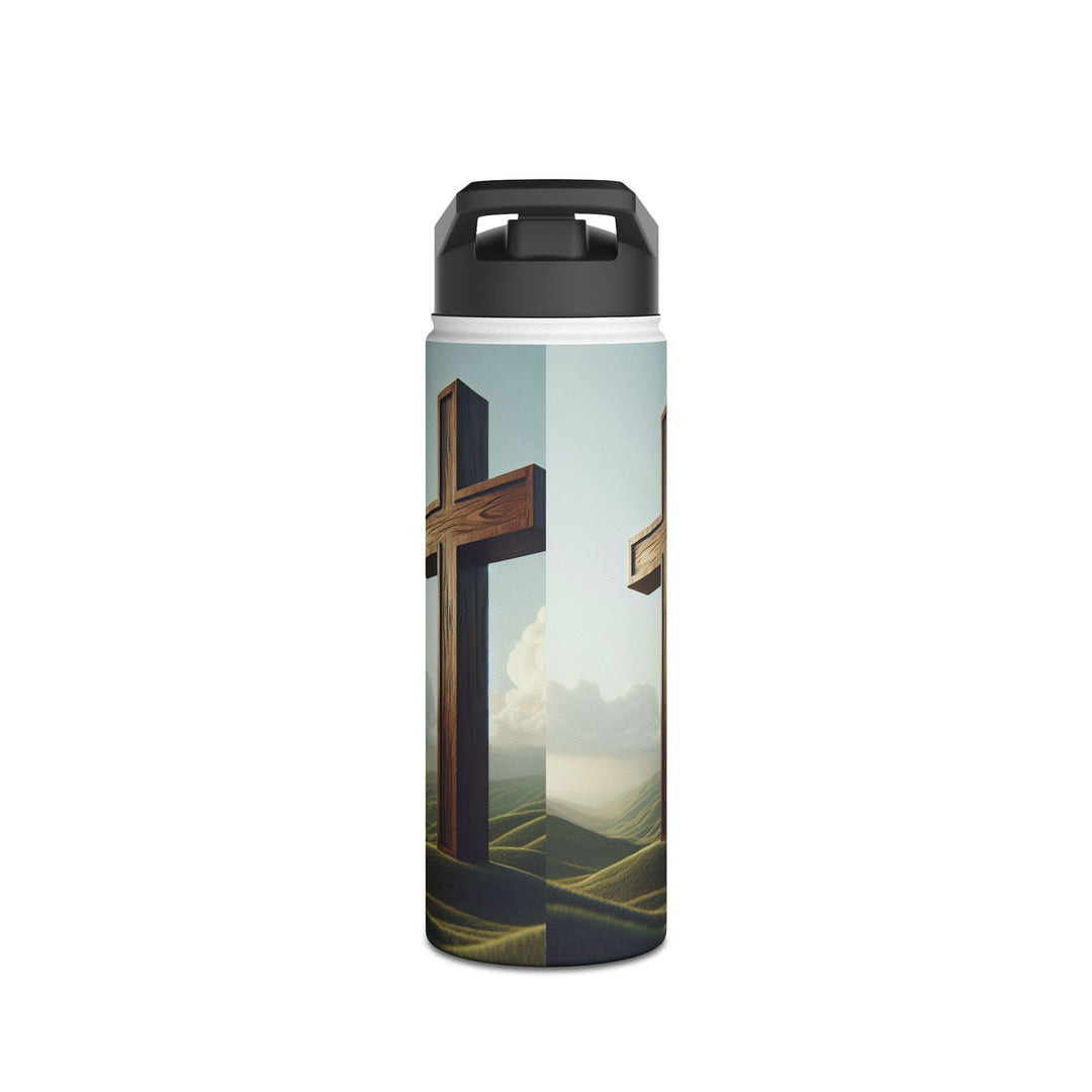 Inspirational Stainless Steel Water Bottle with Cross Design, Eco-Friendly Hydration, Travel Mug, Fitness Gift, Christian Accessories