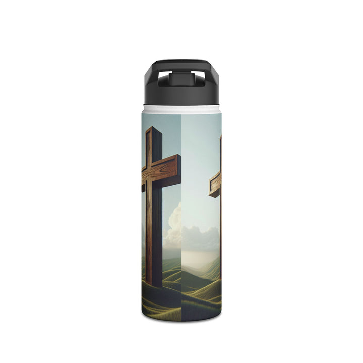 Inspirational Stainless Steel Water Bottle with Cross Design, Eco-Friendly Hydration, Travel Mug, Fitness Gift, Christian Accessories
