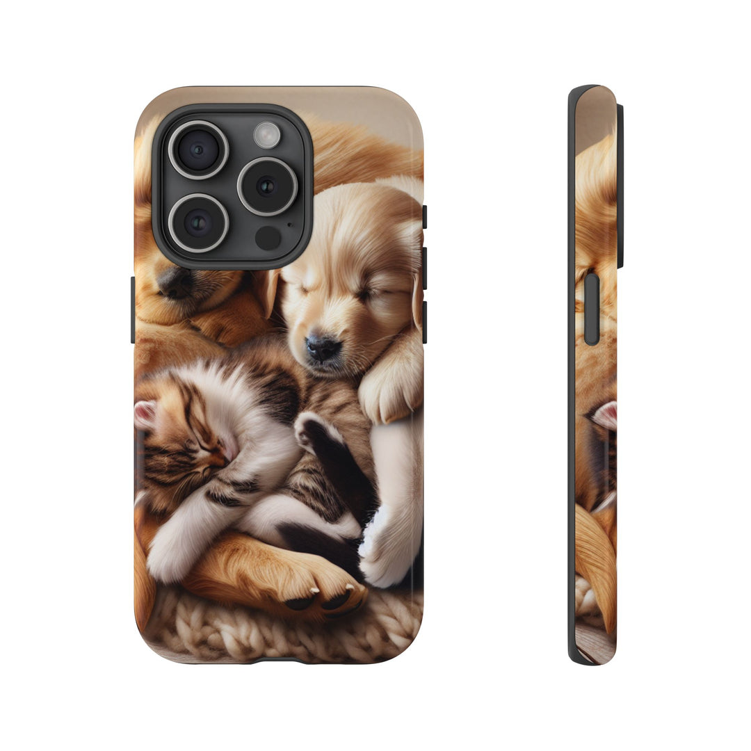 Cute Pets Phone Case - Adorable Puppy and Kitten Design, Animal Lover Gift