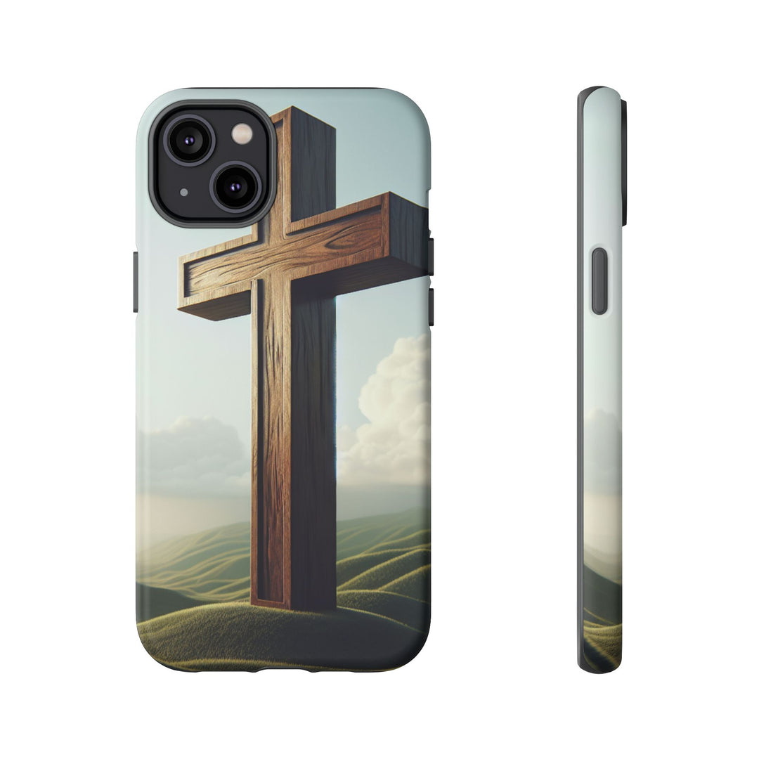 Wooden Cross Phone Case, Inspirational Gift, Christian Decor, Faith-Based Accessory, Unique Tech Gift