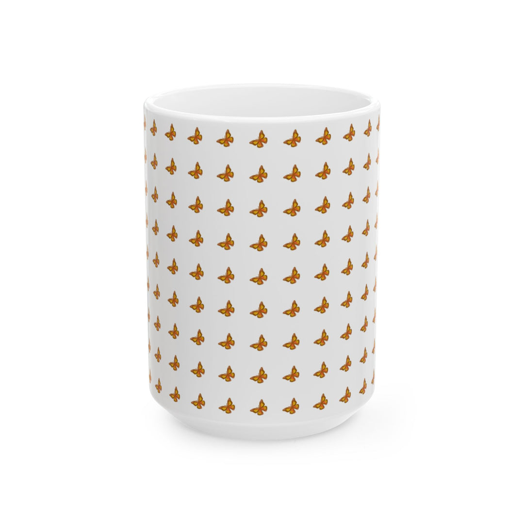 Butterfly Pattern Ceramic Mug - 11oz & 15oz, Perfect for Nature Lovers