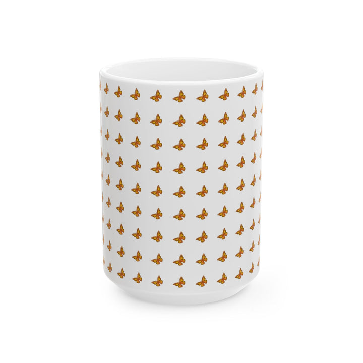 Butterfly Pattern Ceramic Mug - 11oz & 15oz, Perfect for Nature Lovers