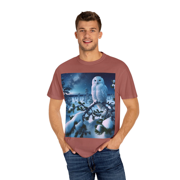 Mystical Owl Unisex Garment-Dyed T-Shirt – Cozy Winter Vibes