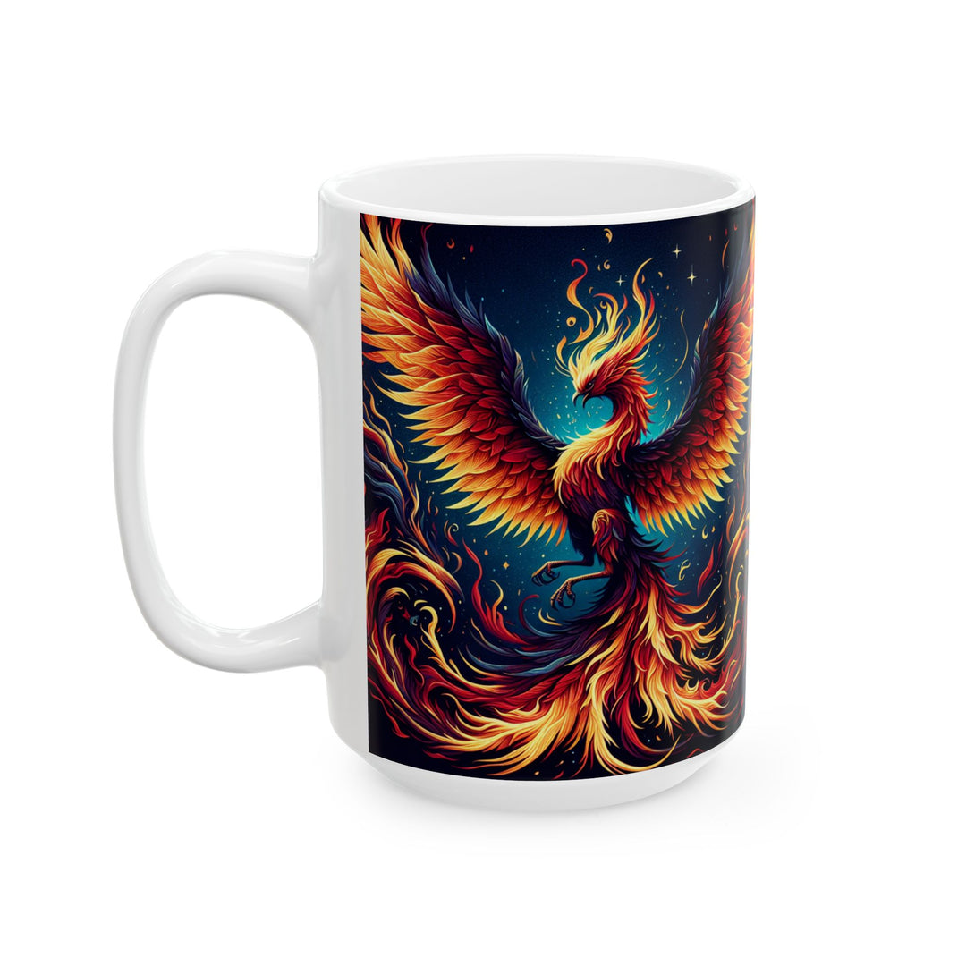 Vibrant Phoenix Ceramic Mug - Perfect Coffee Cup for Hot Drinks, Gift for Fire Sign Lovers, Fantasy Art, Unique Home Decor, Birthday Present