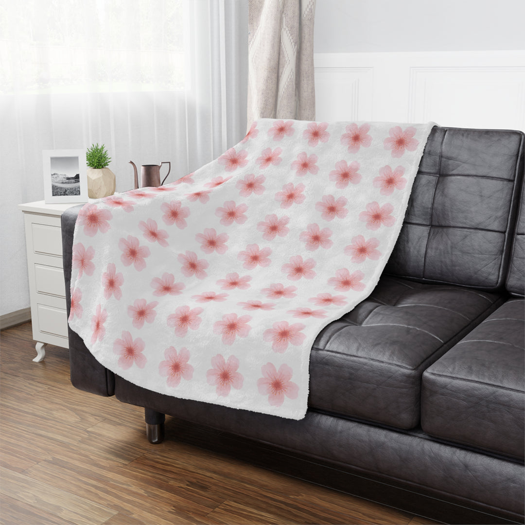 Cherry Blossom Minky Blanket - Cozy Floral Throw for Home Decor