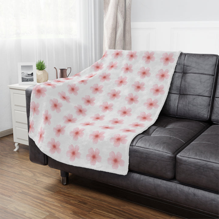 Cherry Blossom Minky Blanket - Cozy Floral Throw for Home Decor