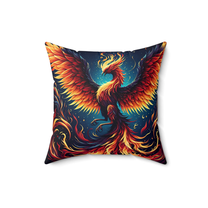 Vibrant Phoenix Throw Pillow, Bohemian Home Decor, Fire Element Cushion, Cozy Living Room Accent, Unique Gift for Dragon Lovers