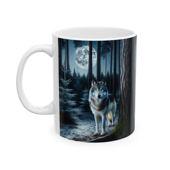 Mystical Wolf Ceramic Mug - Enchanting 11oz & 15oz Coffee Cup for Nature Lovers