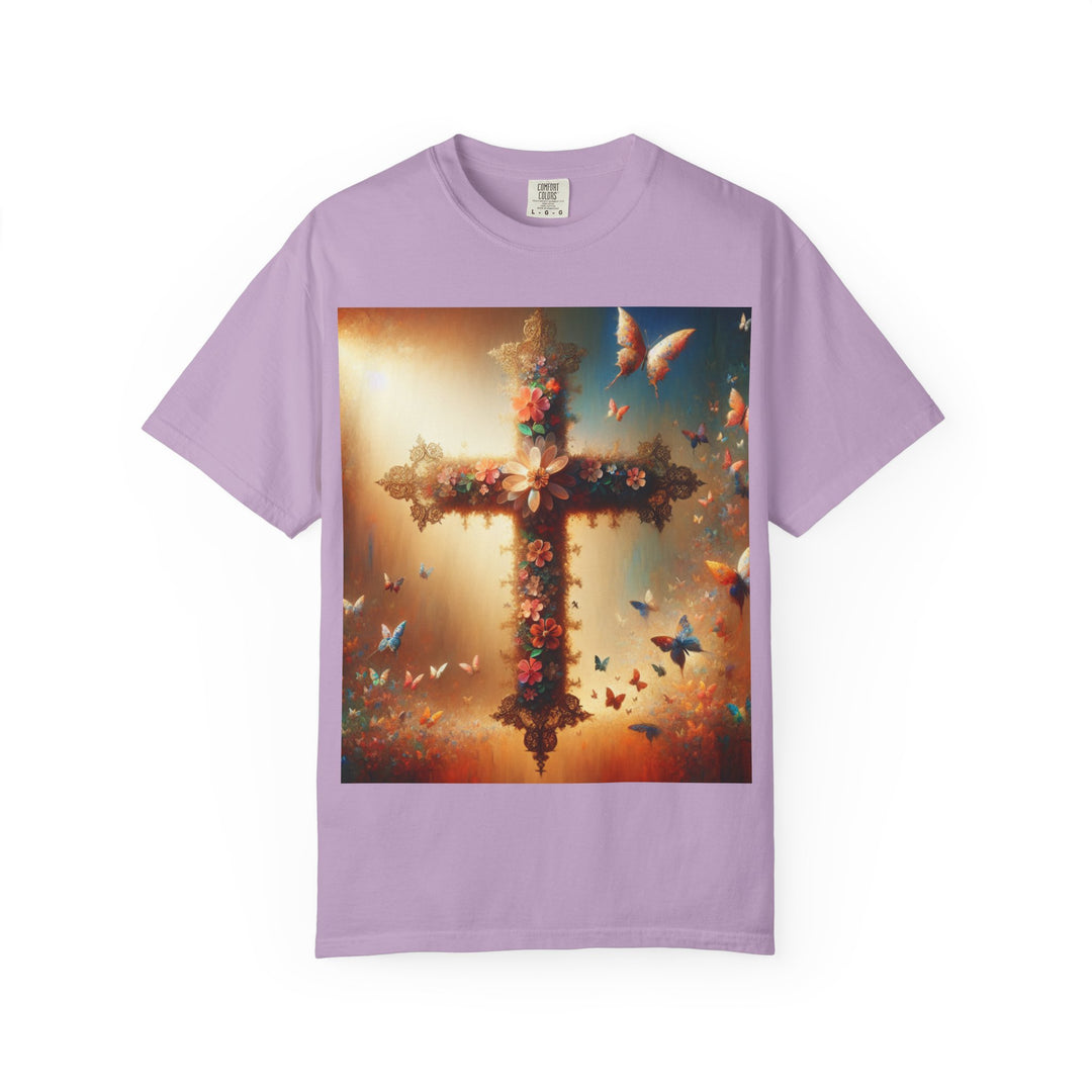Faith-Inspired Floral Cross T-Shirt, Inspirational Tee, Religious Gift, Christian Apparel, Casual Wear, Everyday T-Shirt