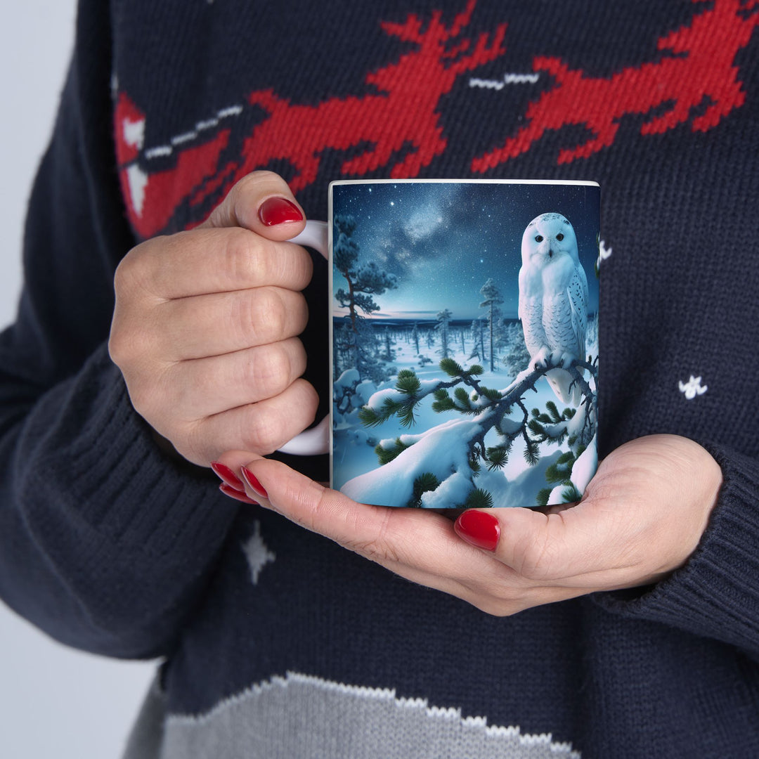 Winter Owl Ceramic Mug - Cozy 11oz & 15oz Coffee Cup for Nature Lovers
