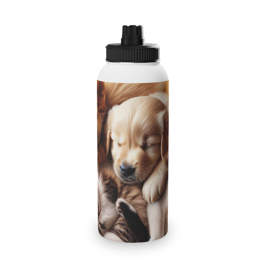 Pet Lovers Stainless Steel Water Bottle - Cute Puppy & Kitten Design | Eco-Friendly Sports Lid