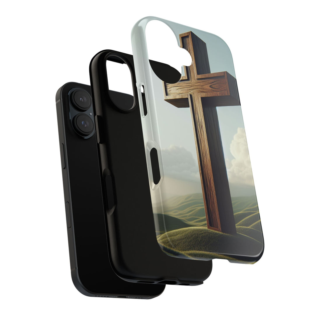 Wooden Cross Phone Case, Inspirational Gift, Christian Decor, Faith-Based Accessory, Unique Tech Gift