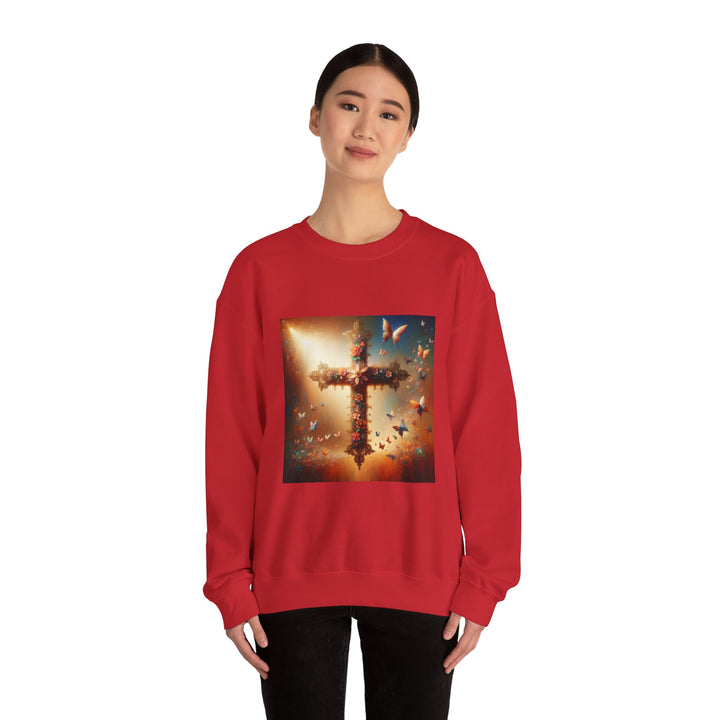 Faith-Inspired Butterfly Sweatshirt, Unisex Crewneck, Cozy Christian Apparel, Gift for Easter, Inspirational Sweatshirt, Casualwear
