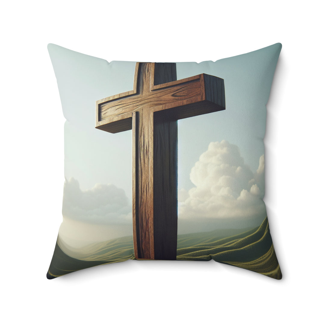 Christian Cross Decorative Pillow, Spiritual Home Decor, Religious Gift for Easter, Thanksgiving, Faith-Based Pillow