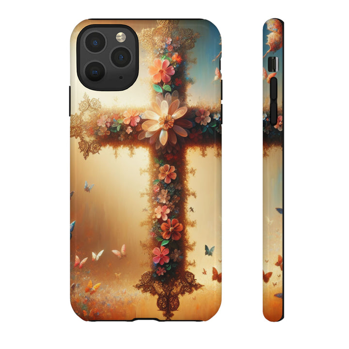 Floral Cross Phone Case, Tough Cases for Christians, Religious Gifts, Cute Floral Accessories, Chic Phone Cover, Spring Vibes