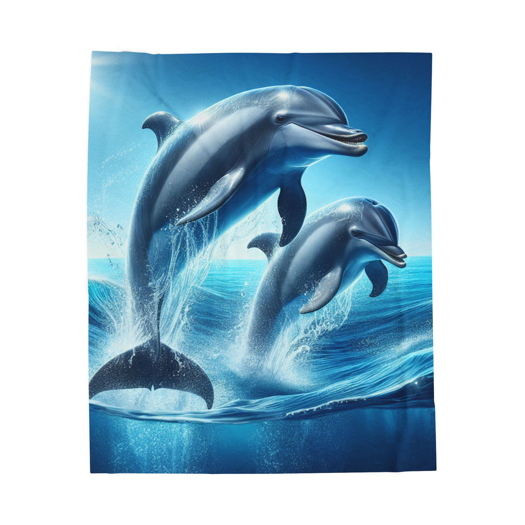 Dolphin Velveteen Plush Blanket - Cozy Ocean Waves Throw for Home Decor & Gifts
