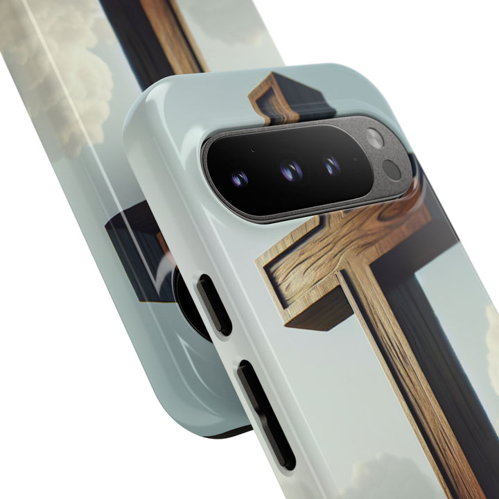 Wooden Cross Phone Case, Inspirational Gift, Christian Decor, Faith-Based Accessory, Unique Tech Gift