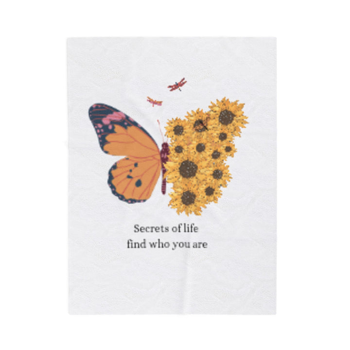 Inspiring Velveteen Plush Blanket - "Secrets of Life Find Who You Are"