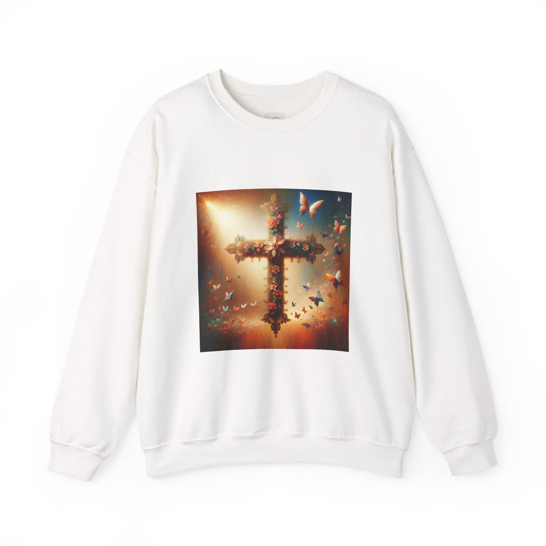 Faith-Inspired Butterfly Sweatshirt, Unisex Crewneck, Cozy Christian Apparel, Gift for Easter, Inspirational Sweatshirt, Casualwear