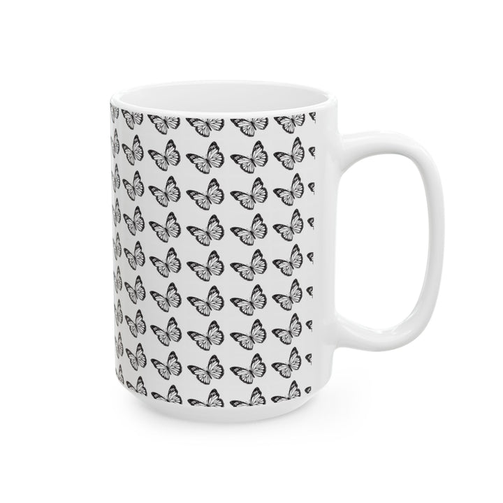 Butterfly Pattern Ceramic Mug - Elegant Gift for Nature Lovers