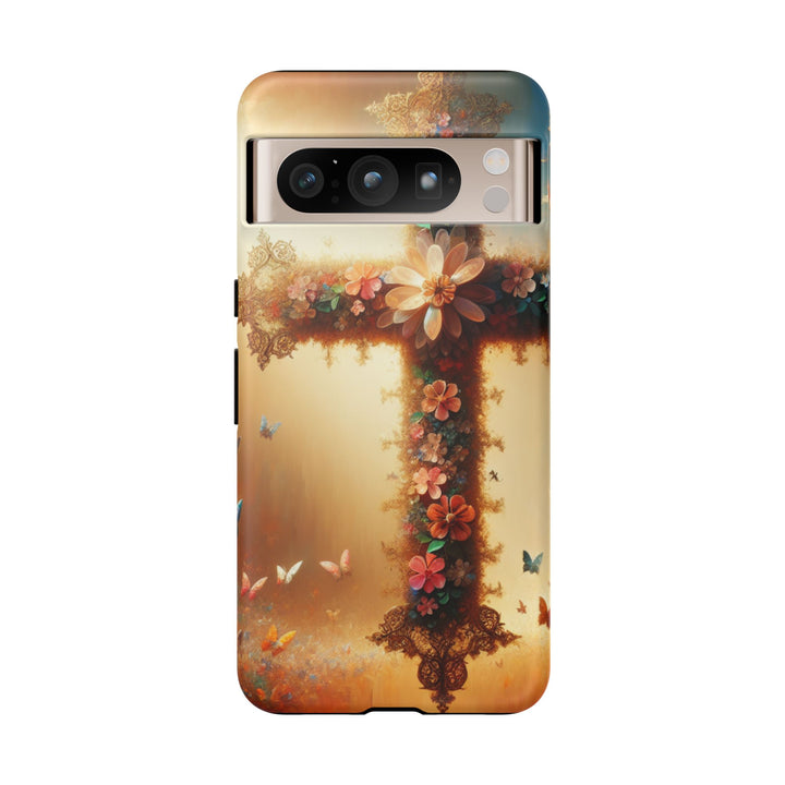 Floral Cross Phone Case, Tough Cases for Christians, Religious Gifts, Cute Floral Accessories, Chic Phone Cover, Spring Vibes