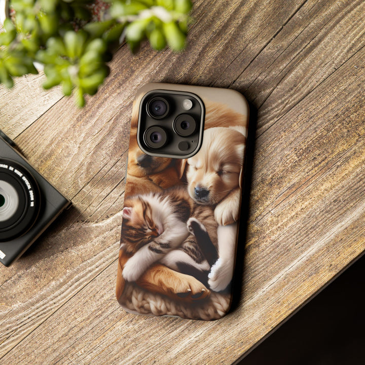 Cute Pets Phone Case - Adorable Puppy and Kitten Design, Animal Lover Gift