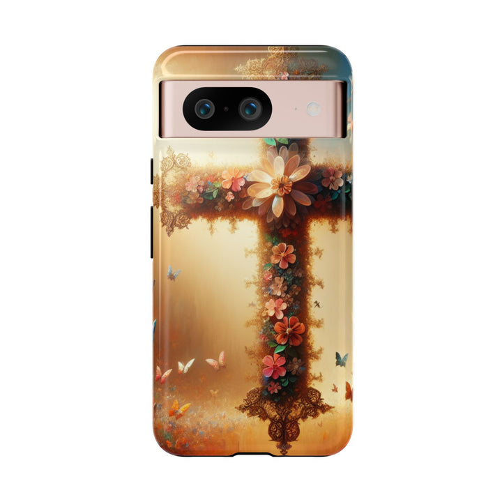 Floral Cross Phone Case, Tough Cases for Christians, Religious Gifts, Cute Floral Accessories, Chic Phone Cover, Spring Vibes
