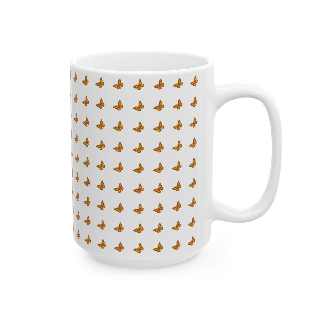 Butterfly Pattern Ceramic Mug - 11oz & 15oz, Perfect for Nature Lovers