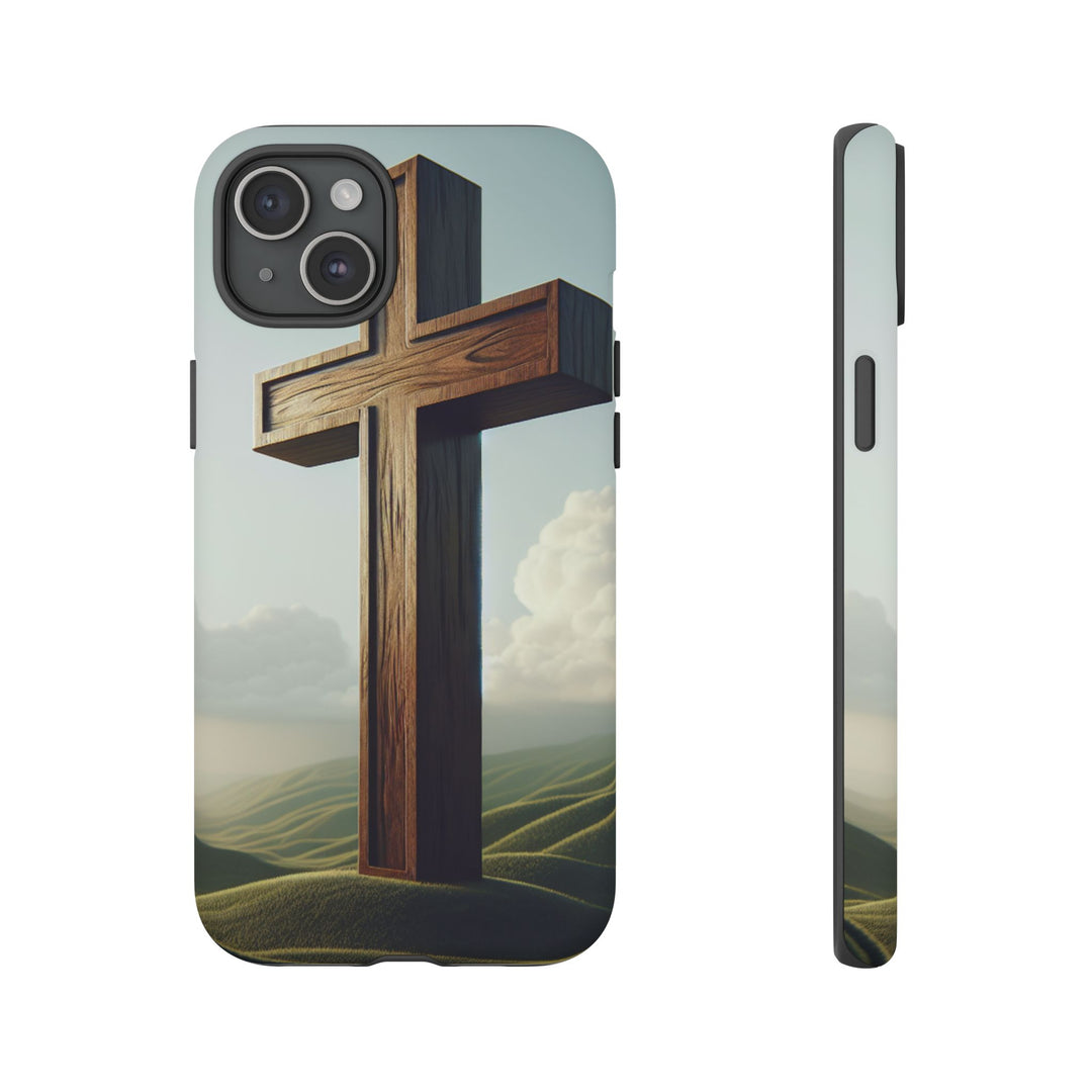 Wooden Cross Phone Case, Inspirational Gift, Christian Decor, Faith-Based Accessory, Unique Tech Gift