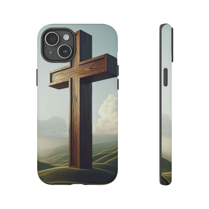 Wooden Cross Phone Case, Inspirational Gift, Christian Decor, Faith-Based Accessory, Unique Tech Gift