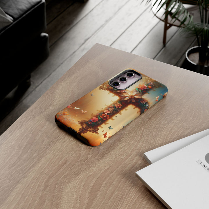 Floral Cross Phone Case, Tough Cases for Christians, Religious Gifts, Cute Floral Accessories, Chic Phone Cover, Spring Vibes