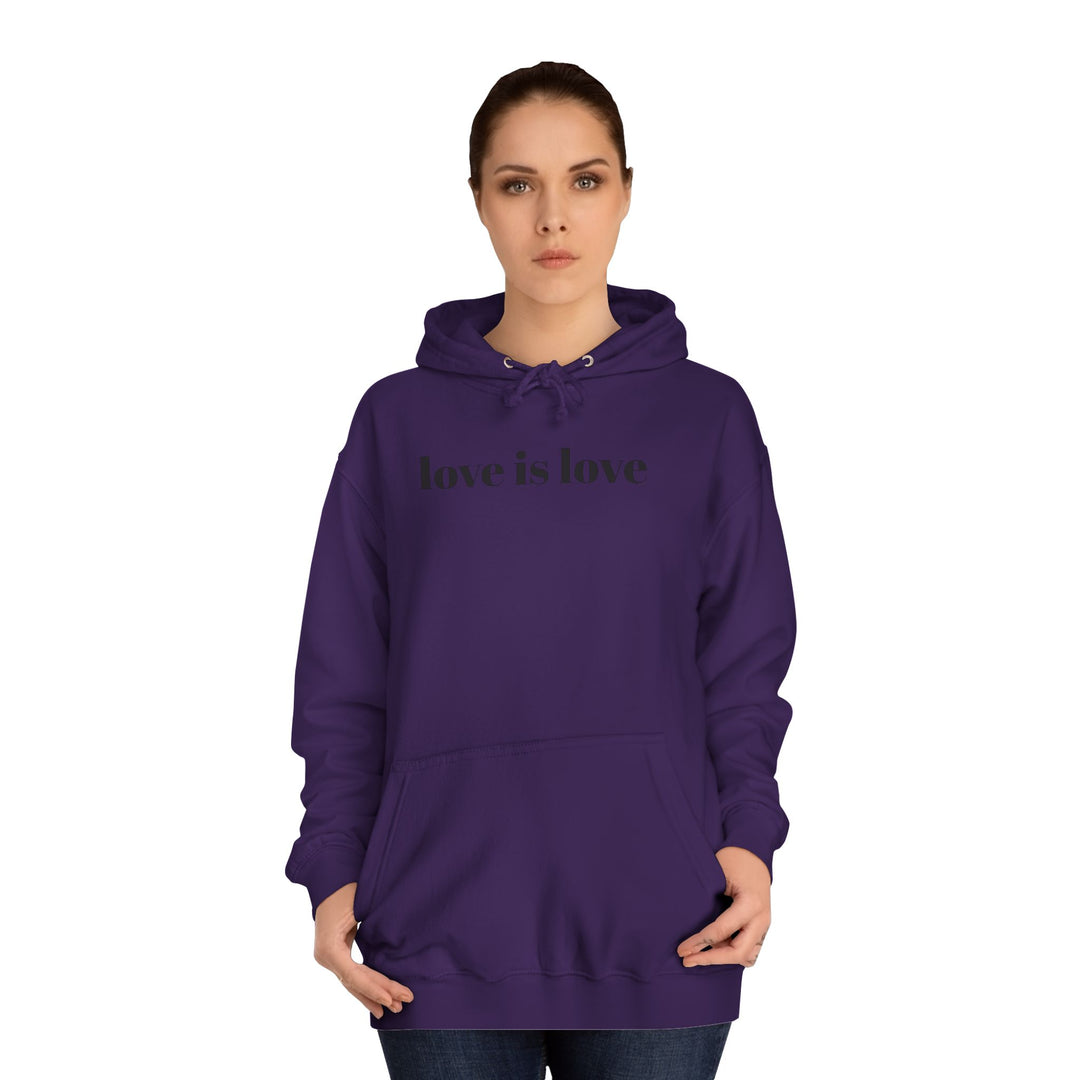 Unisex Love is Love Hoodie - Rainbow College Sweatshirt for Pride, LGBTQ+, Everyday Wear, Gift, Casual Style