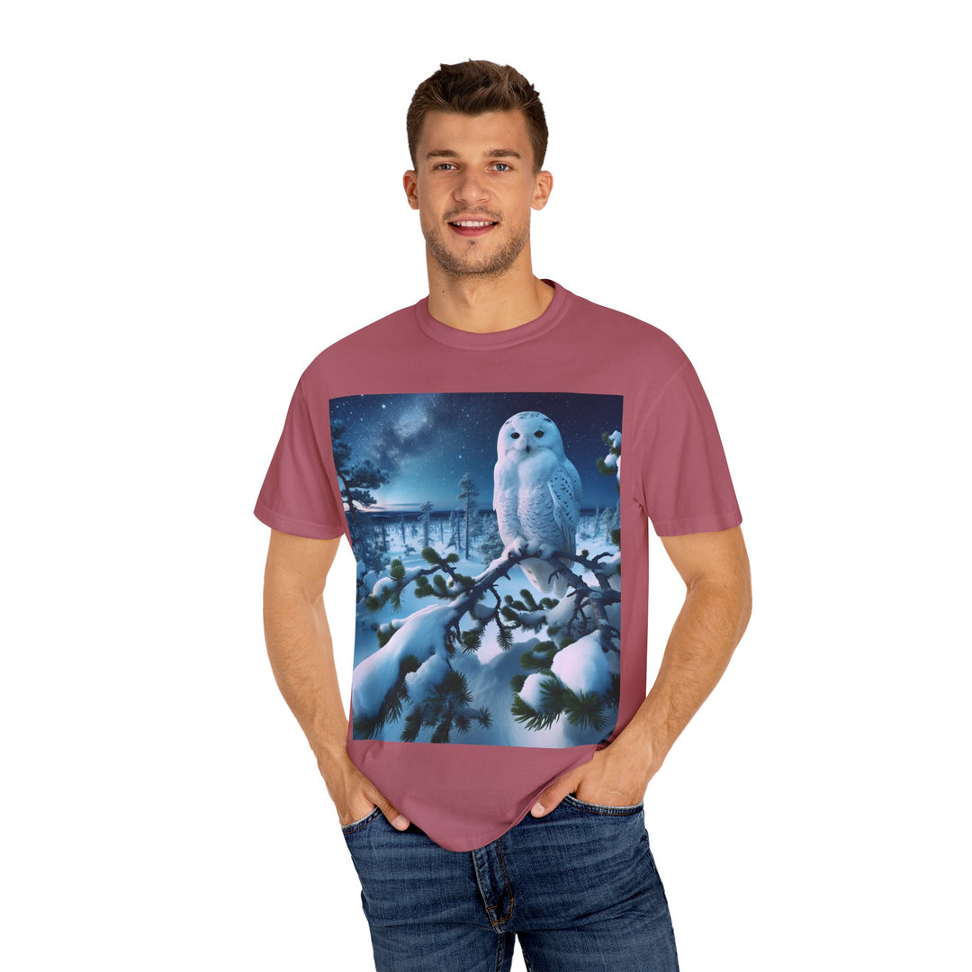 Mystical Owl Unisex Garment-Dyed T-Shirt – Cozy Winter Vibes