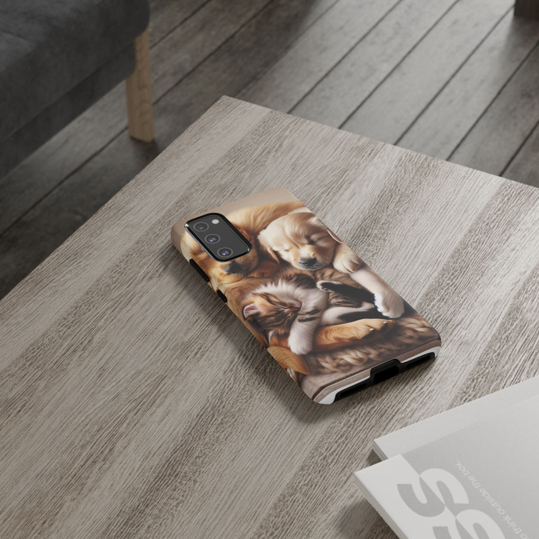 Cute Pets Phone Case - Adorable Puppy and Kitten Design, Animal Lover Gift
