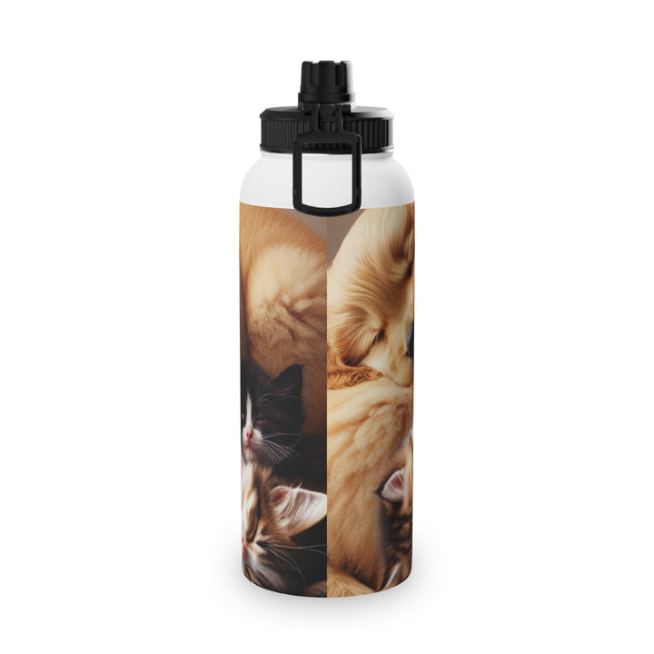 Pet Lovers Stainless Steel Water Bottle - Cute Puppy & Kitten Design | Eco-Friendly Sports Lid