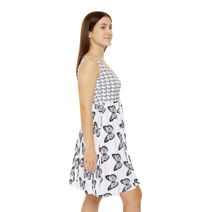 Butterfly Print Women's Skater Dress - Elegant & Whimsical Summer Fashion