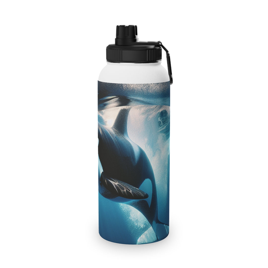 Ocean-Inspired Stainless Steel Water Bottle with Sports Lid