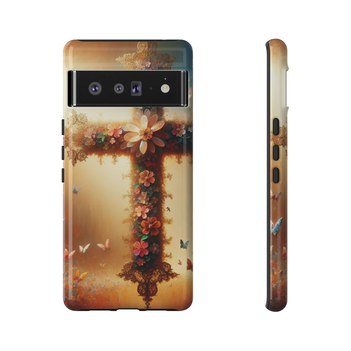 Floral Cross Phone Case, Tough Cases for Christians, Religious Gifts, Cute Floral Accessories, Chic Phone Cover, Spring Vibes