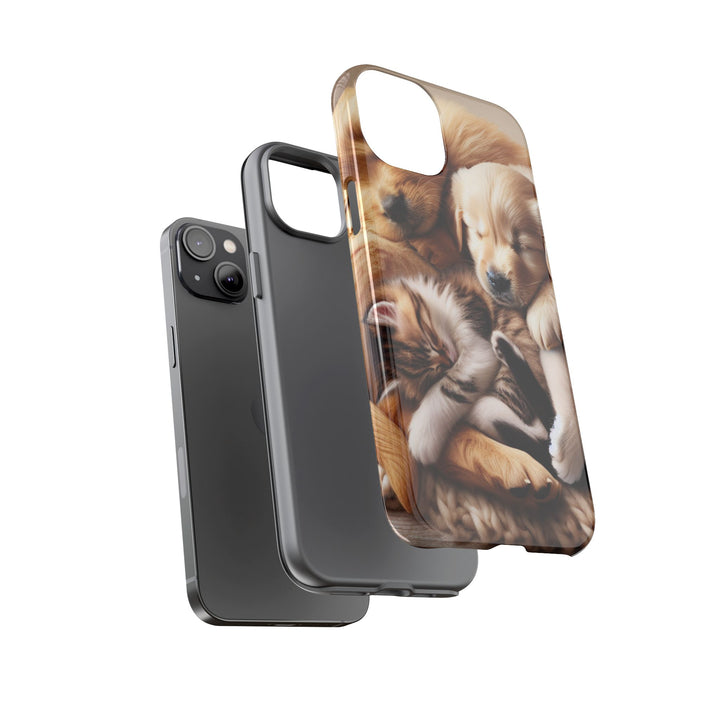 Cute Pets Phone Case - Adorable Puppy and Kitten Design, Animal Lover Gift