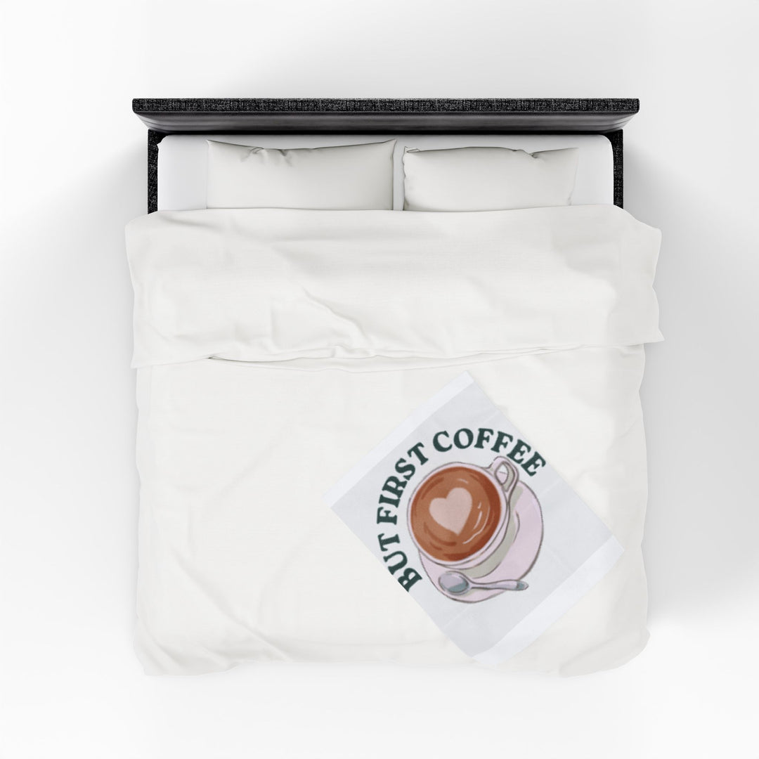 Cozy Coffee Time Velveteen Plush Blanket - Perfect Gift for Coffee Lovers