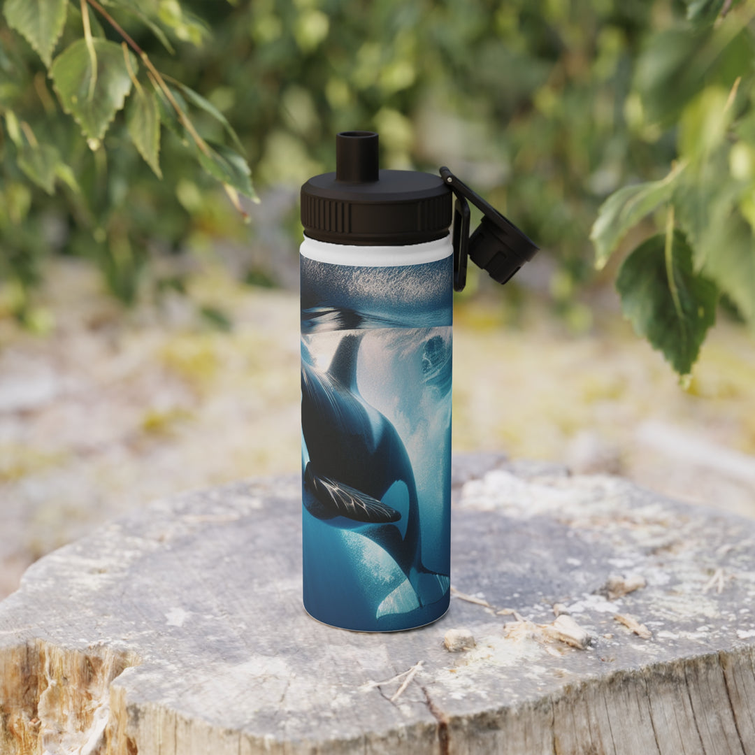 Ocean-Inspired Stainless Steel Water Bottle with Sports Lid