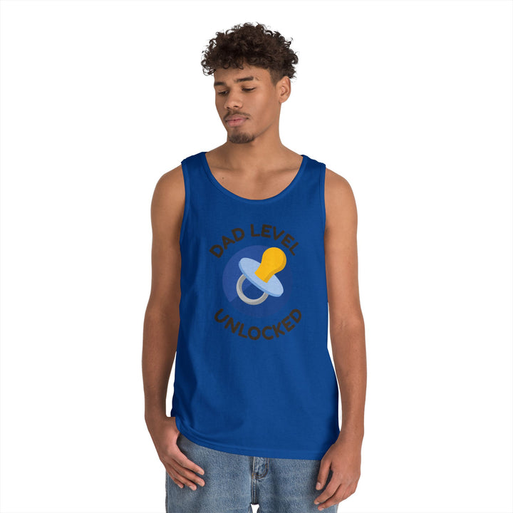 Dad Level Unlocked Tank Top - Unisex Heavy Cotton Sleeveless Shirt for New Dads