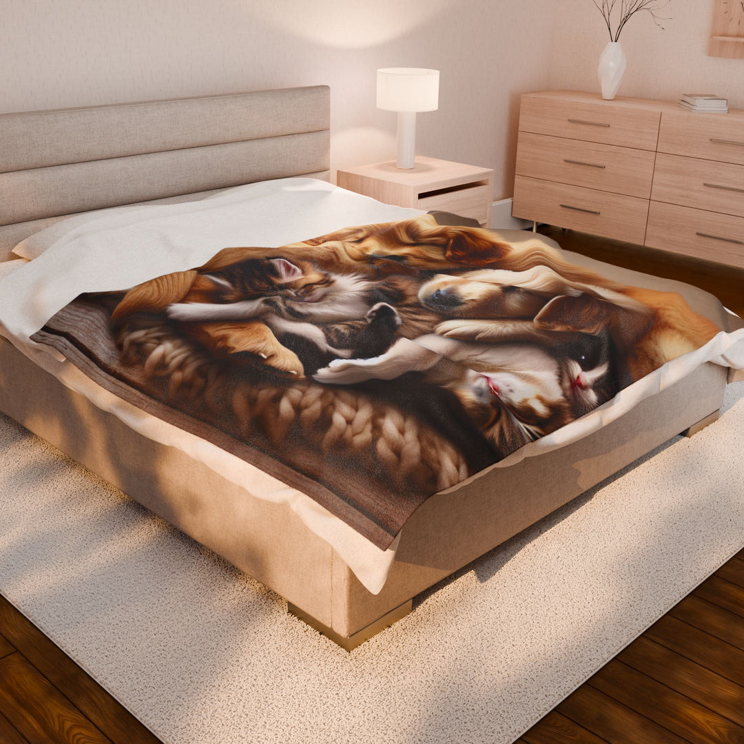 Cozy Pet-Themed Velveteen Plush Blanket - Perfect for Animal Lovers