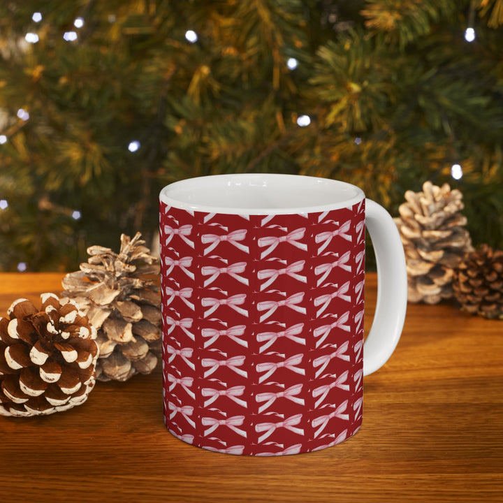 Elegant Red Ribbon Ceramic Mug - Perfect for Gift Giving and Home Decor