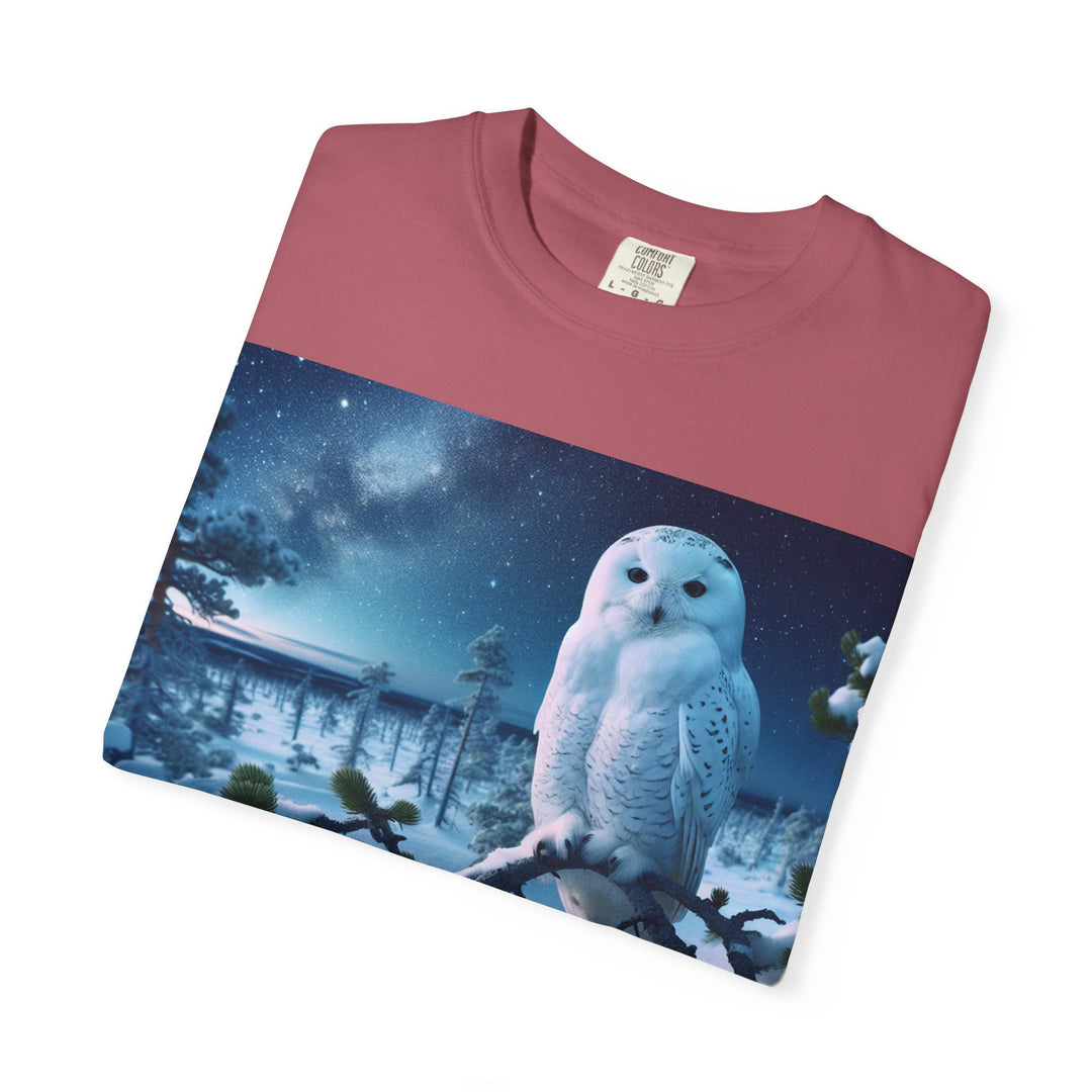 Mystical Owl Unisex Garment-Dyed T-Shirt – Cozy Winter Vibes